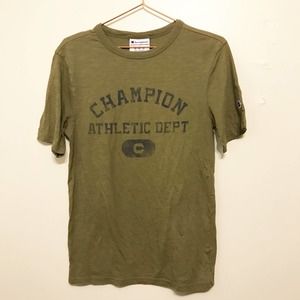 Men's Size Small Champion Short Sleeve T Shirt In Olive/Army Green